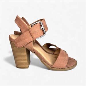 Brash Storm Block Heel Sandal Women’s Size 5 Mauve /Tan